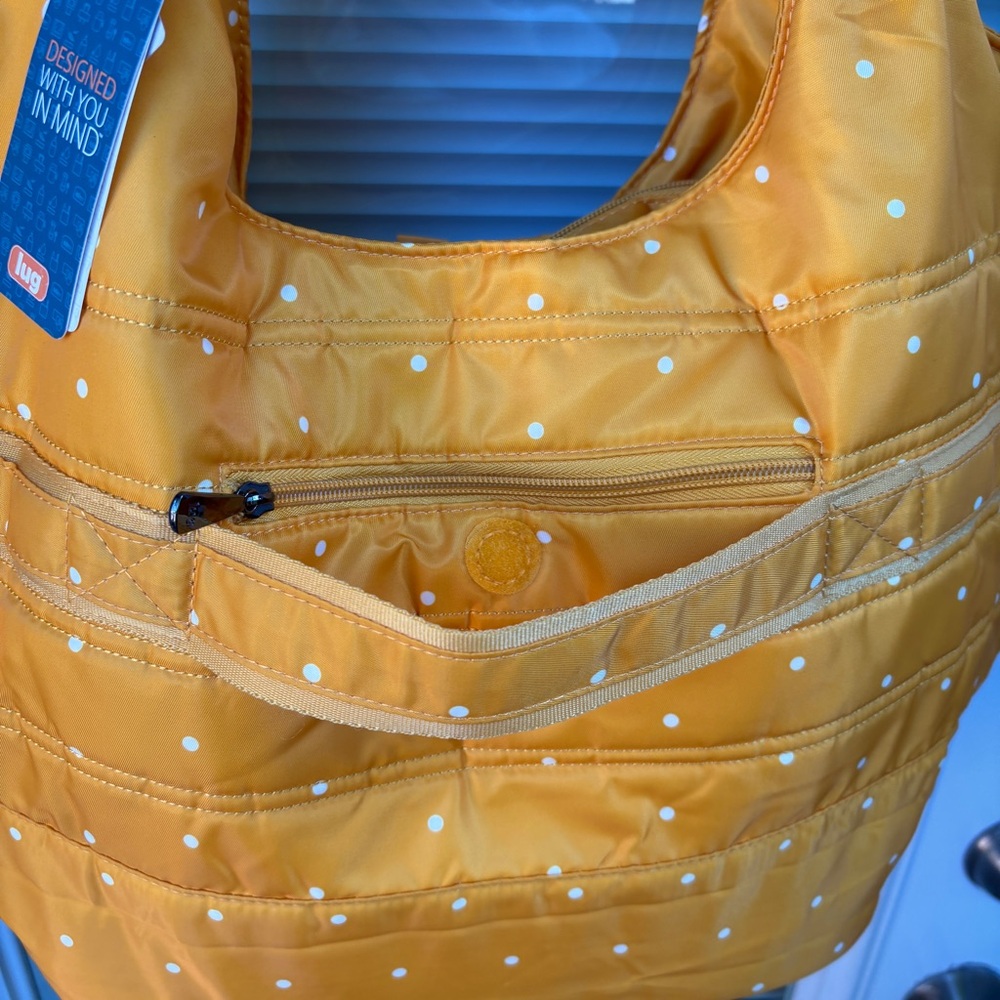 NWT LUG Gondola Slouch Tote Yellow Dot Marigold Travel  Bag Purse - Picture 9 of 15